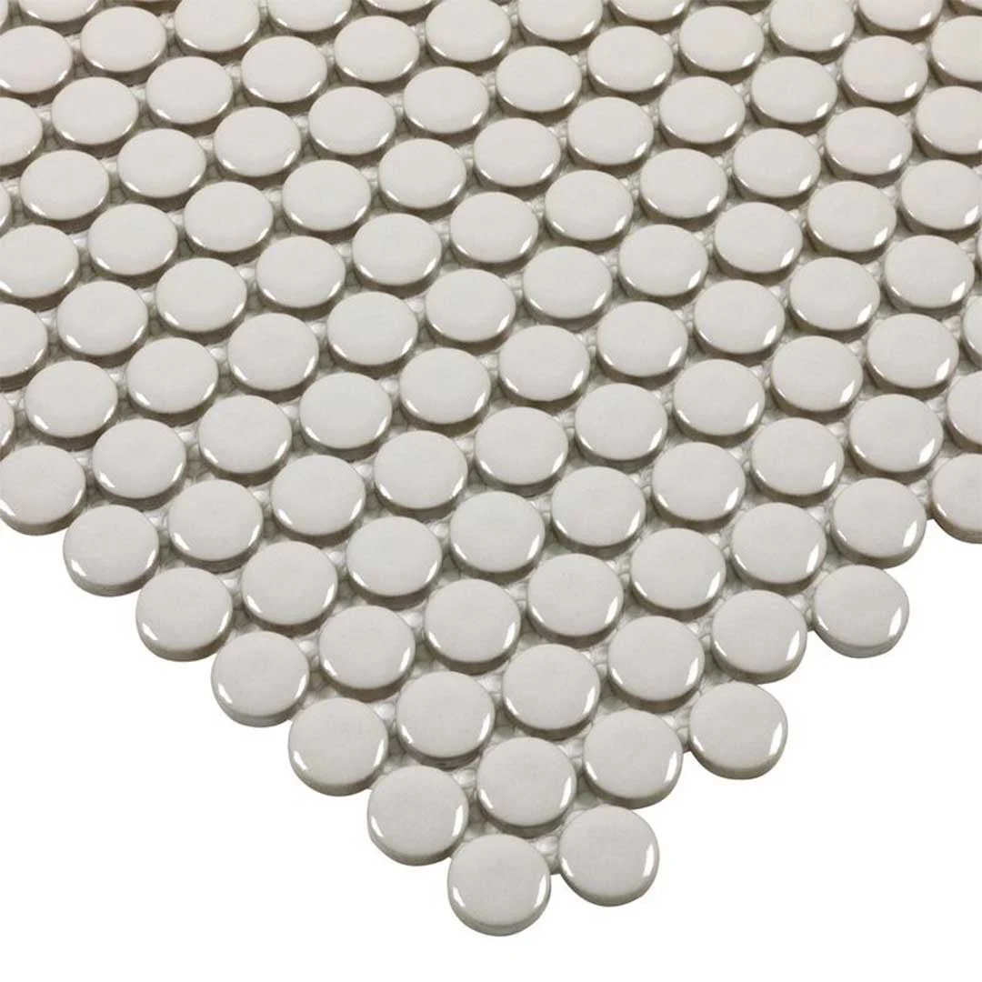 Porcelart Taupe Glossy, Penny Round Mosaic - Porcelain Tile - Image 5