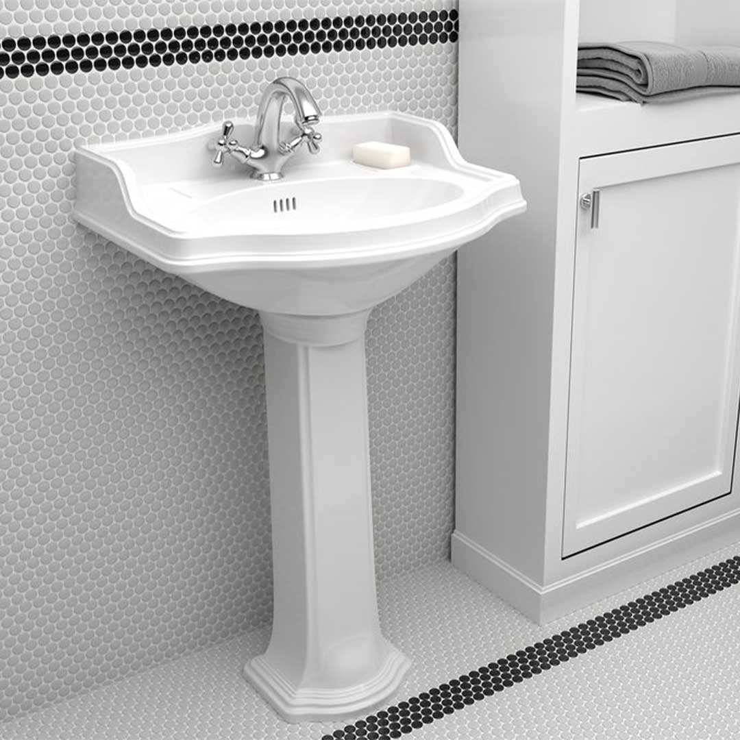 Porcelart White Glossy, Penny Round Mosaic - Porcelain Tile - Image 3