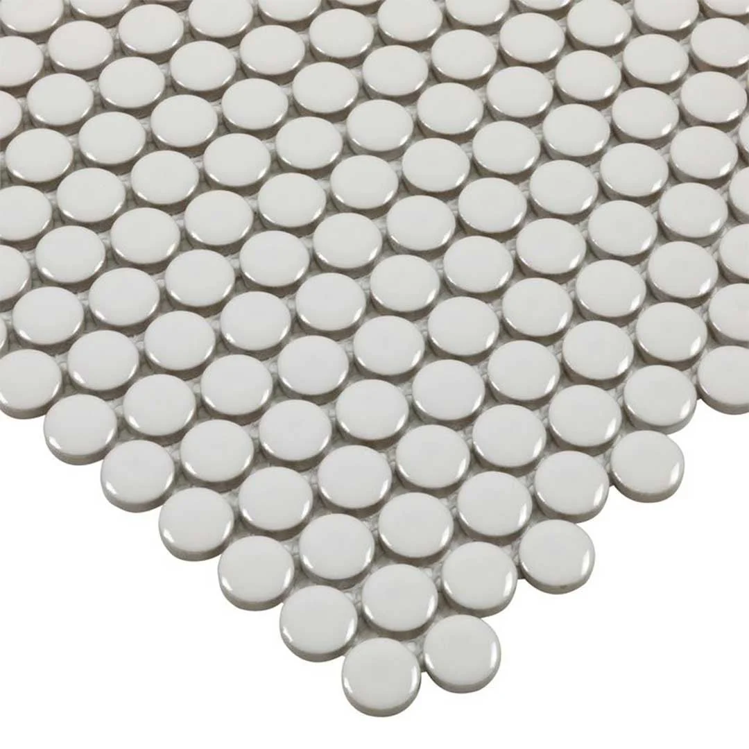 Porcelart White Glossy, Penny Round Mosaic - Porcelain Tile - Image 5
