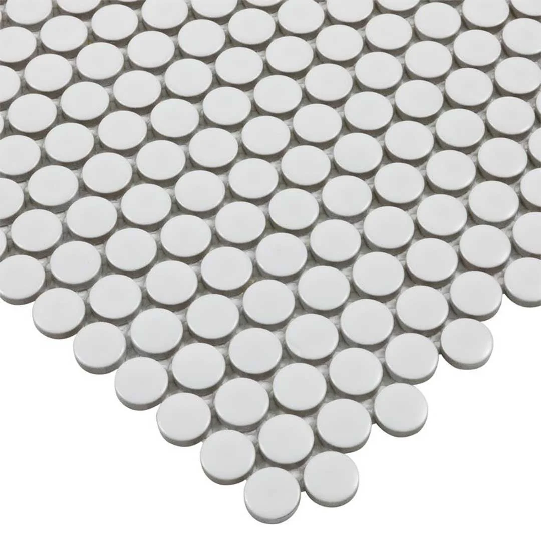 Porcelart White Matte, Penny Round Mosaic - Porcelain Tile - Image 3
