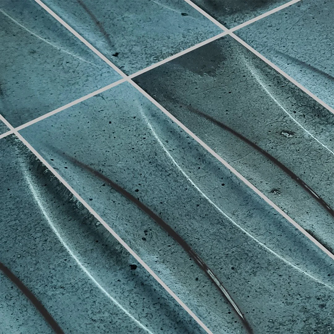 Prussian Blue Relief, 3" x 12" - Porcelain Tile - Image 2