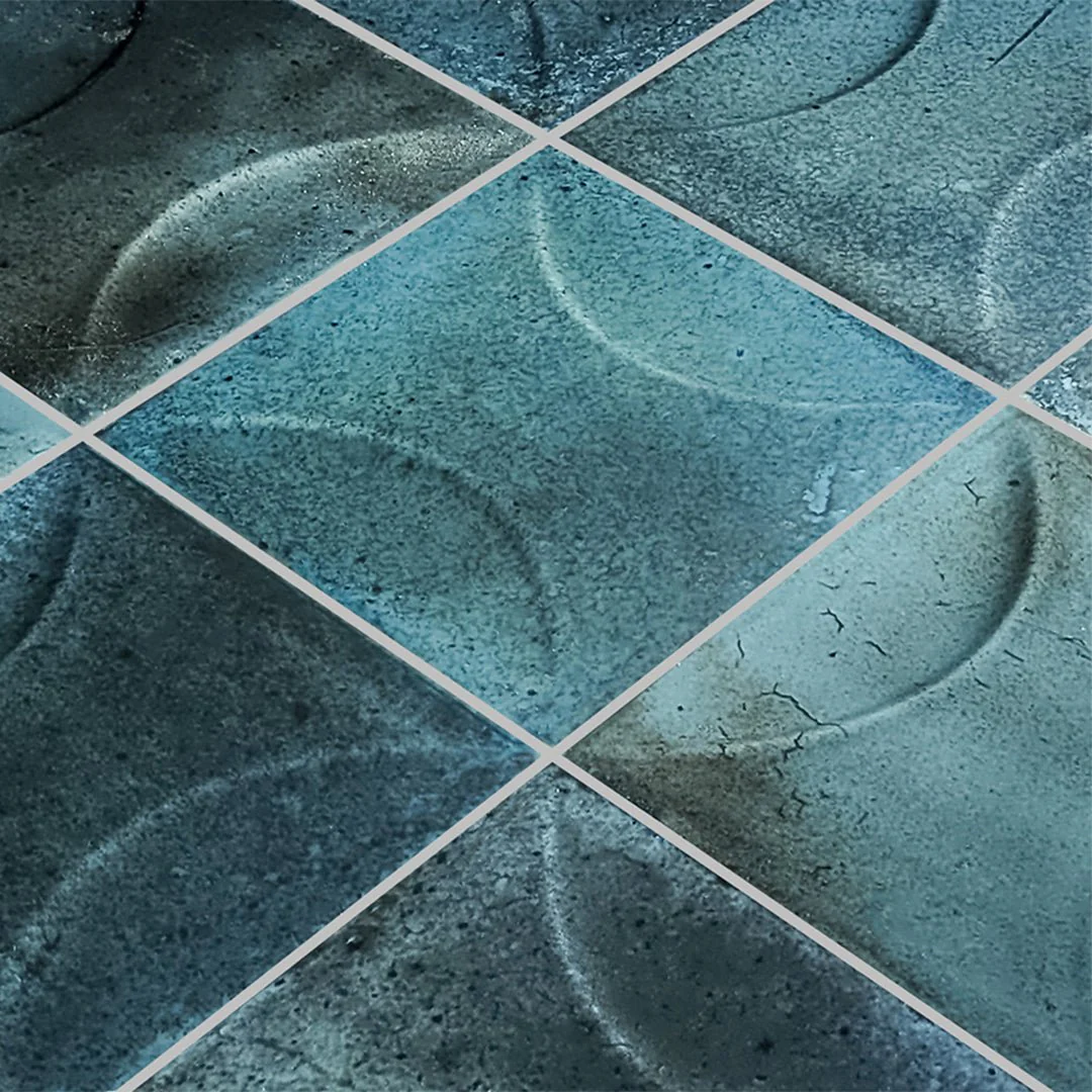 Prussian Blue Relief, 6" x 6" - Porcelain Tile - Image 3