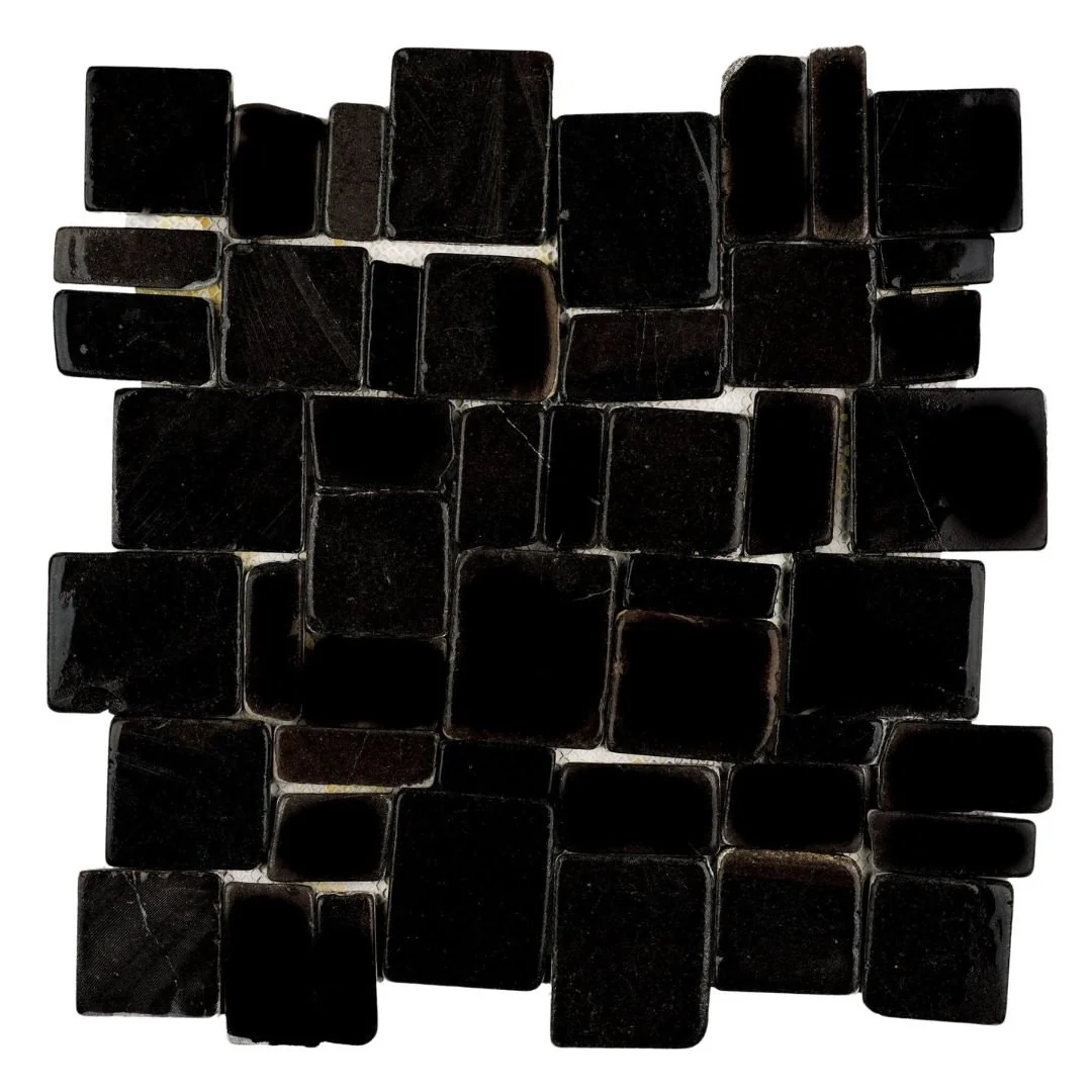 Pure Black - Flat Stone Pebble Tile