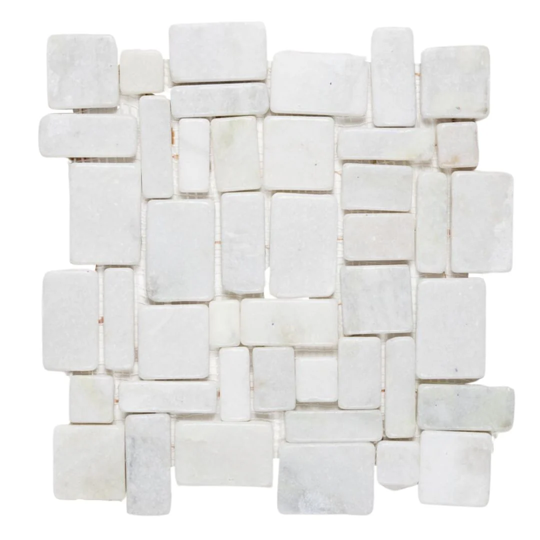 Glacier White - Flat Stone Pebble Tile