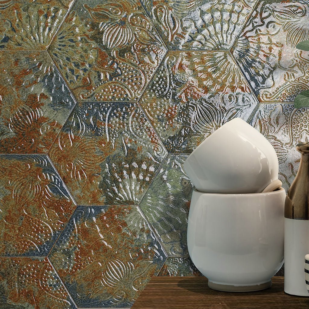 Reactive Ocean, Hexagon - Porcelain Tile - Image 2