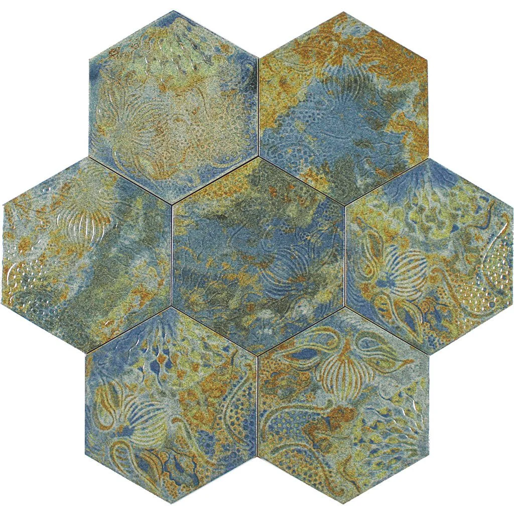 Reactive Ocean, Hexagon - Porcelain Tile - Image 3