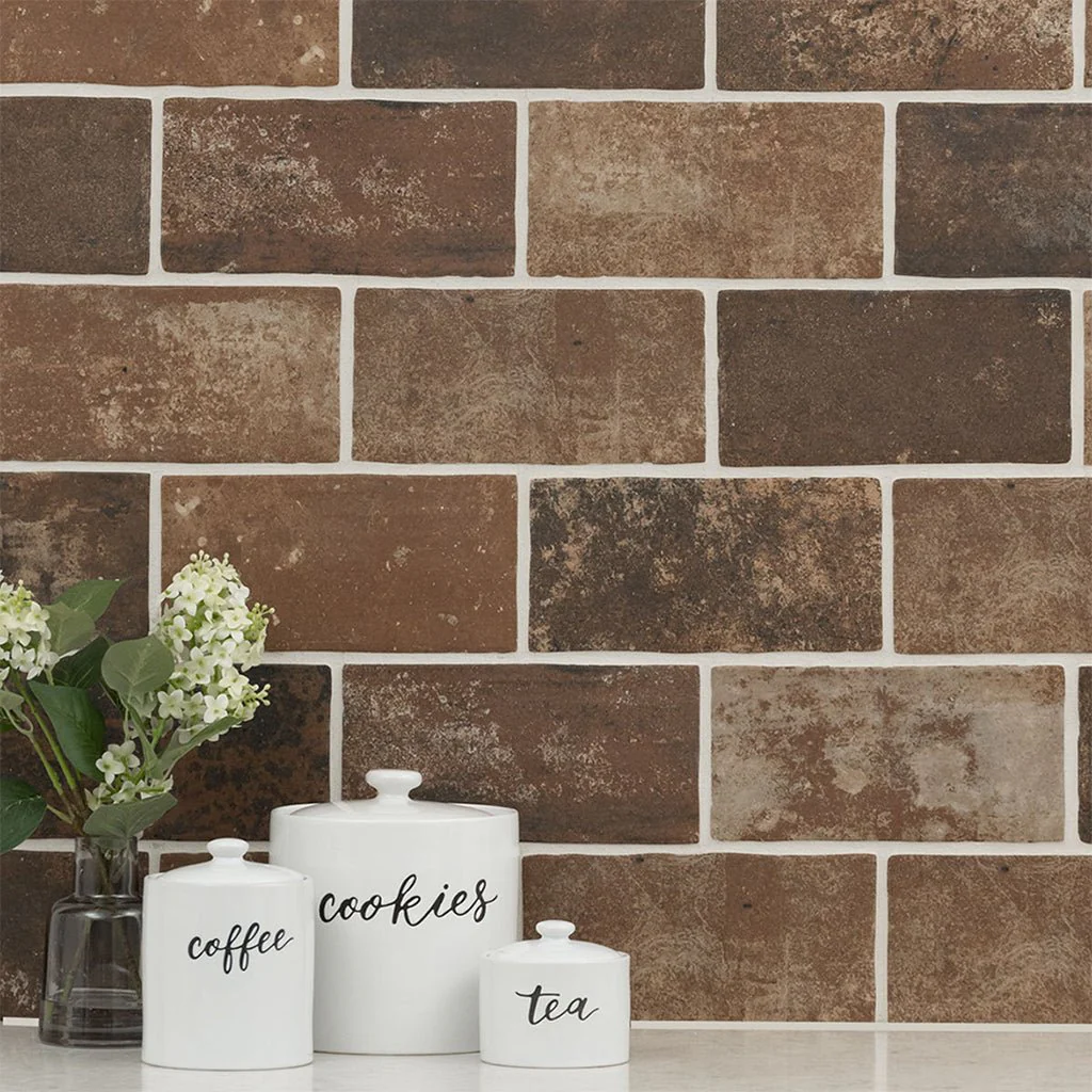 Red Brickstone, 5" x 10" - Porcelain Tile - Image 2