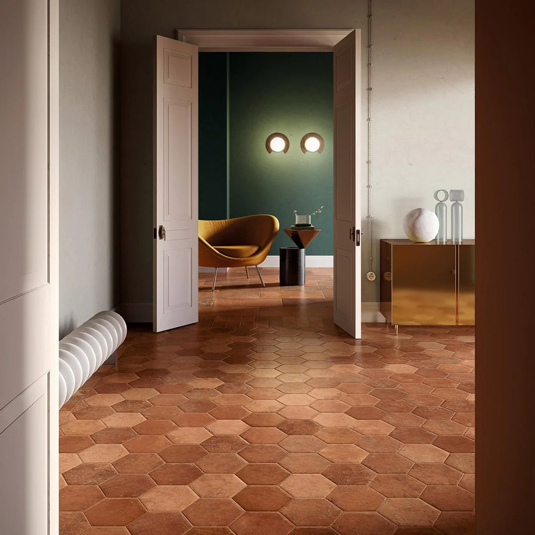 Rosso Siena Hexagon, 6" x 7" - Porcelain Tile - Image 2