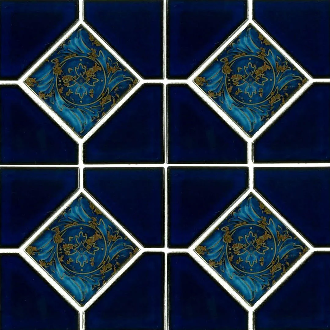 Royal Blue Akron, 6" x 6" Deco - Porcelain Pool Tile