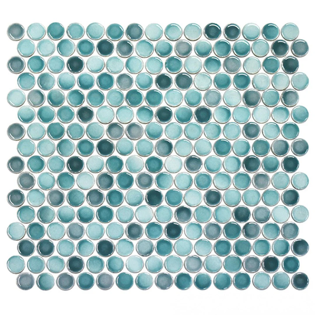 Sage Green, Penny Round Mosaic - Porcelain Tile