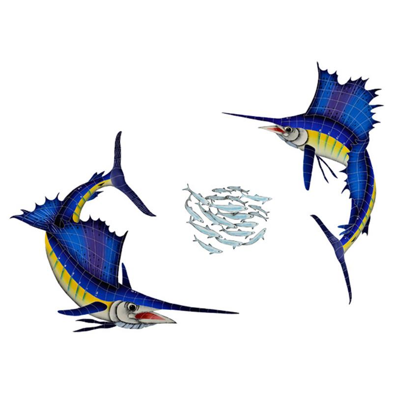 Sailfish Group (1 left, 1 right, 1 FREE bait ball) - Pool Mosaic