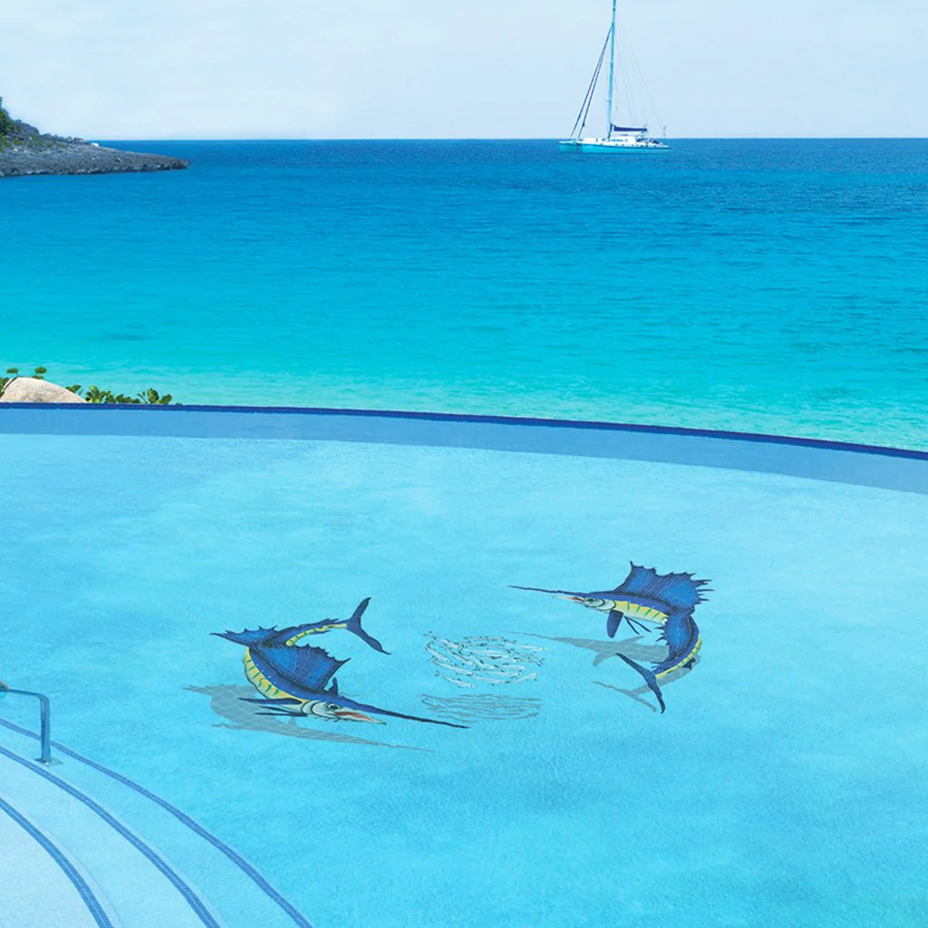 Sailfish Group w/Shadow (1 left, 1 right, 1 FREE bait ball) - Pool Mosaic - Image 2
