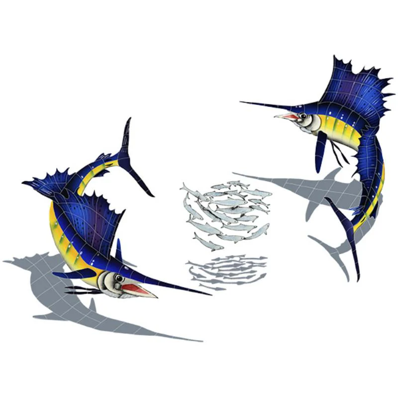 Sailfish Group w/Shadow (1 left, 1 right, 1 FREE bait ball) - Pool Mosaic - Image 3