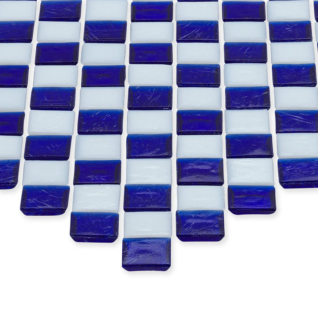 Sapphire and White, 1" x 1" Diamond Pattern - Glass Tile - Image 2