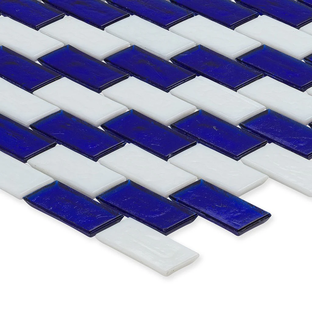Sapphire and White, 1" x 2" Subway Pattern - Glass Tile - Image 2