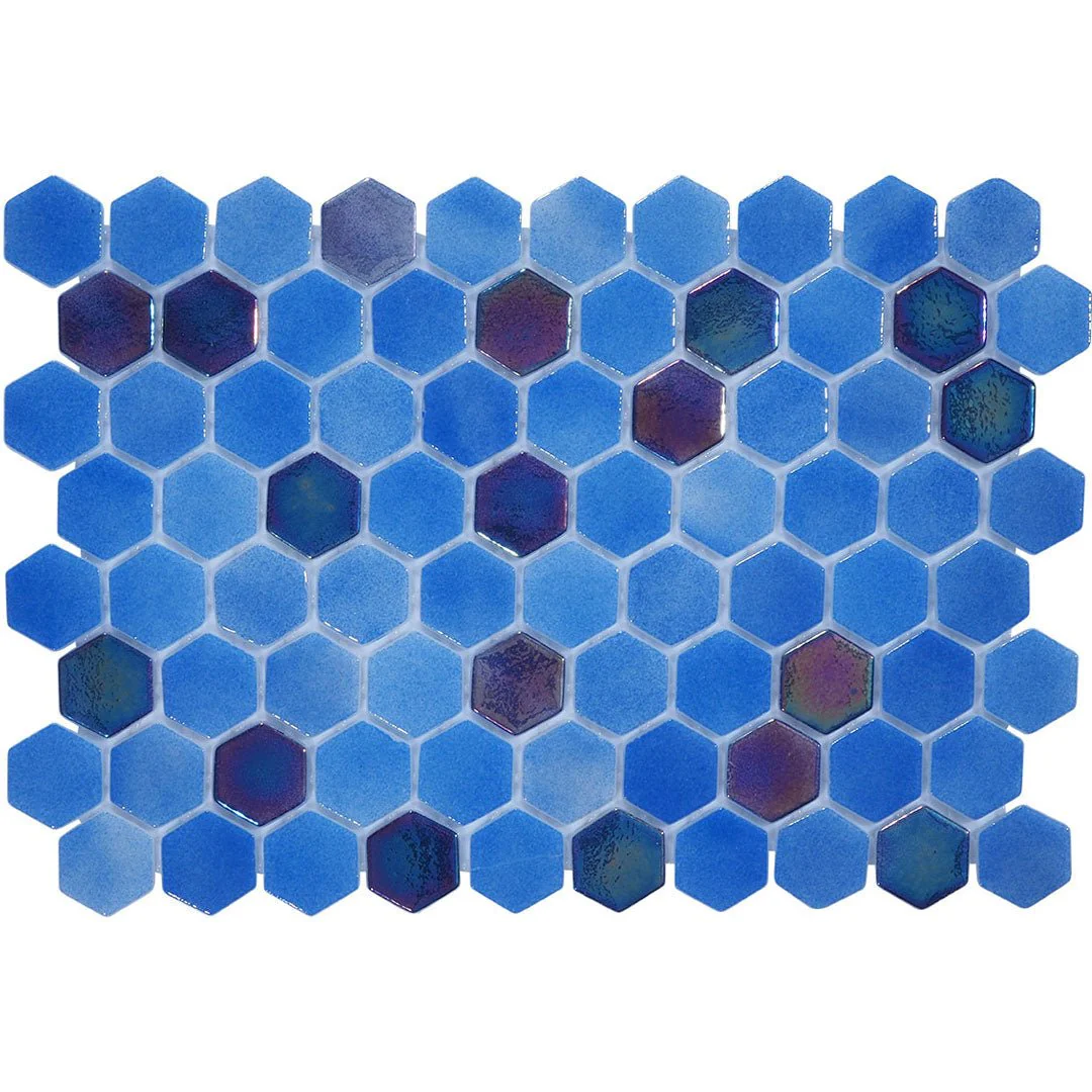 Sapphire Splash, Hexagon Mosaic - Glass Tile