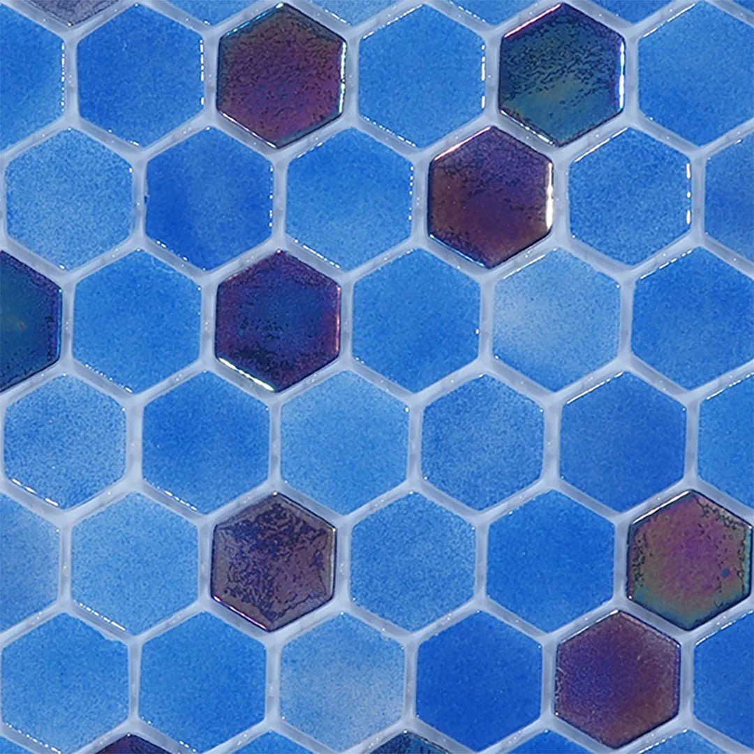 Sapphire Splash, Hexagon Mosaic - Glass Tile - Image 4