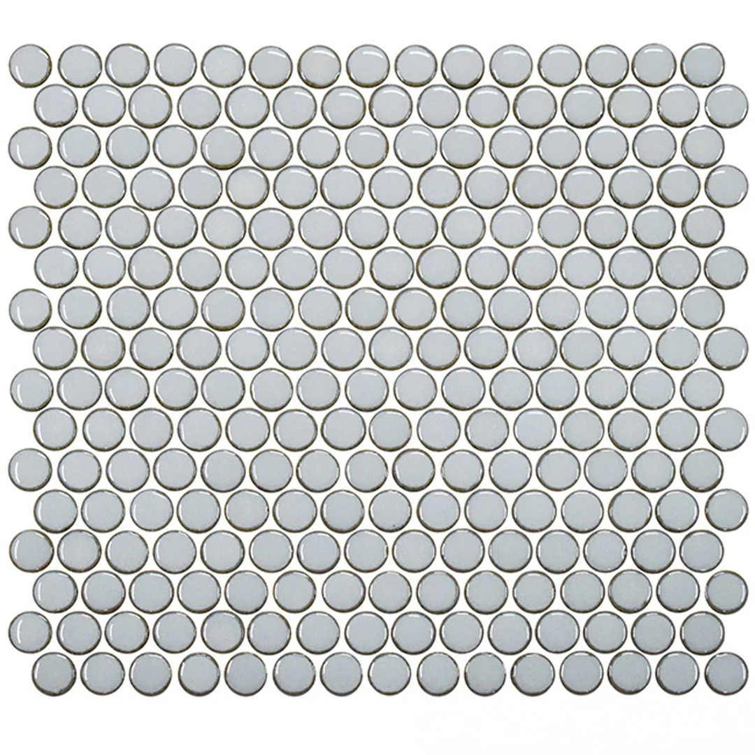 Satin Silver, Penny Round Mosaic - Porcelain Tile