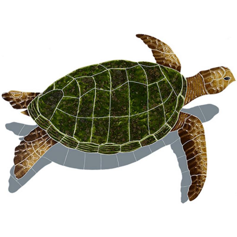 Sea Turtle - Natural w/Shadow - Pool Mosaic - Image 2