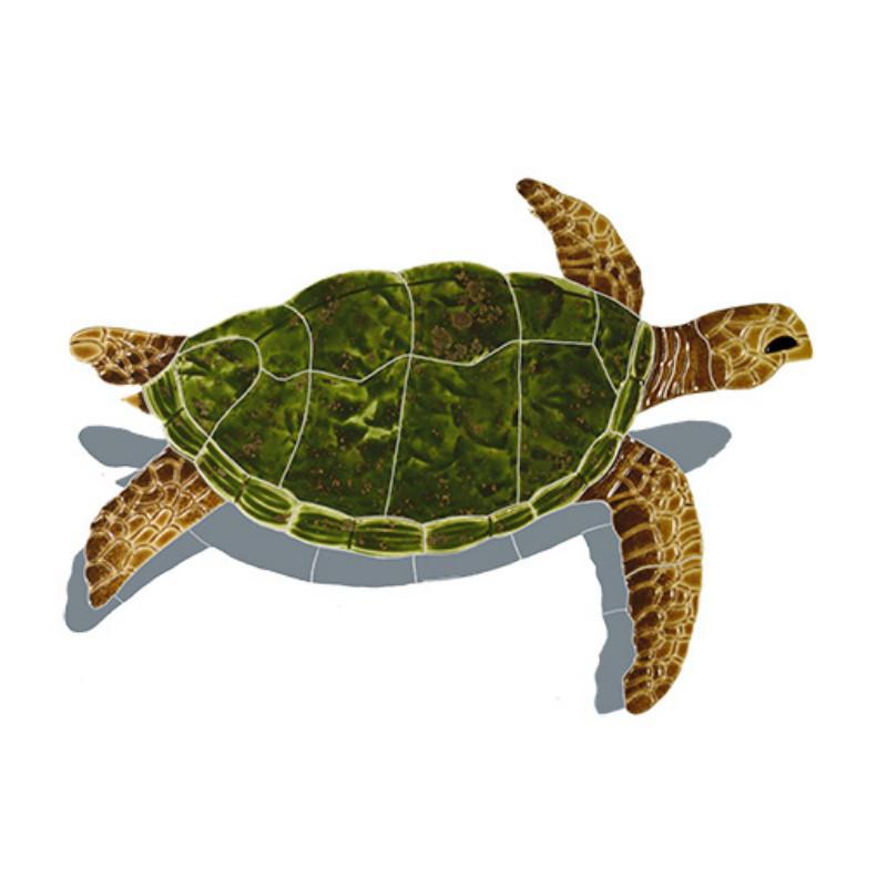 Sea Turtle - Natural w/Shadow - Pool Mosaic - Image 3