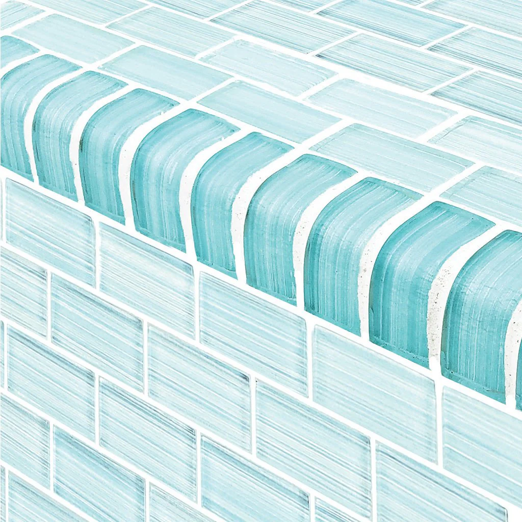 Seafoam Blend, Trim 1" x 2" - Glass Tile