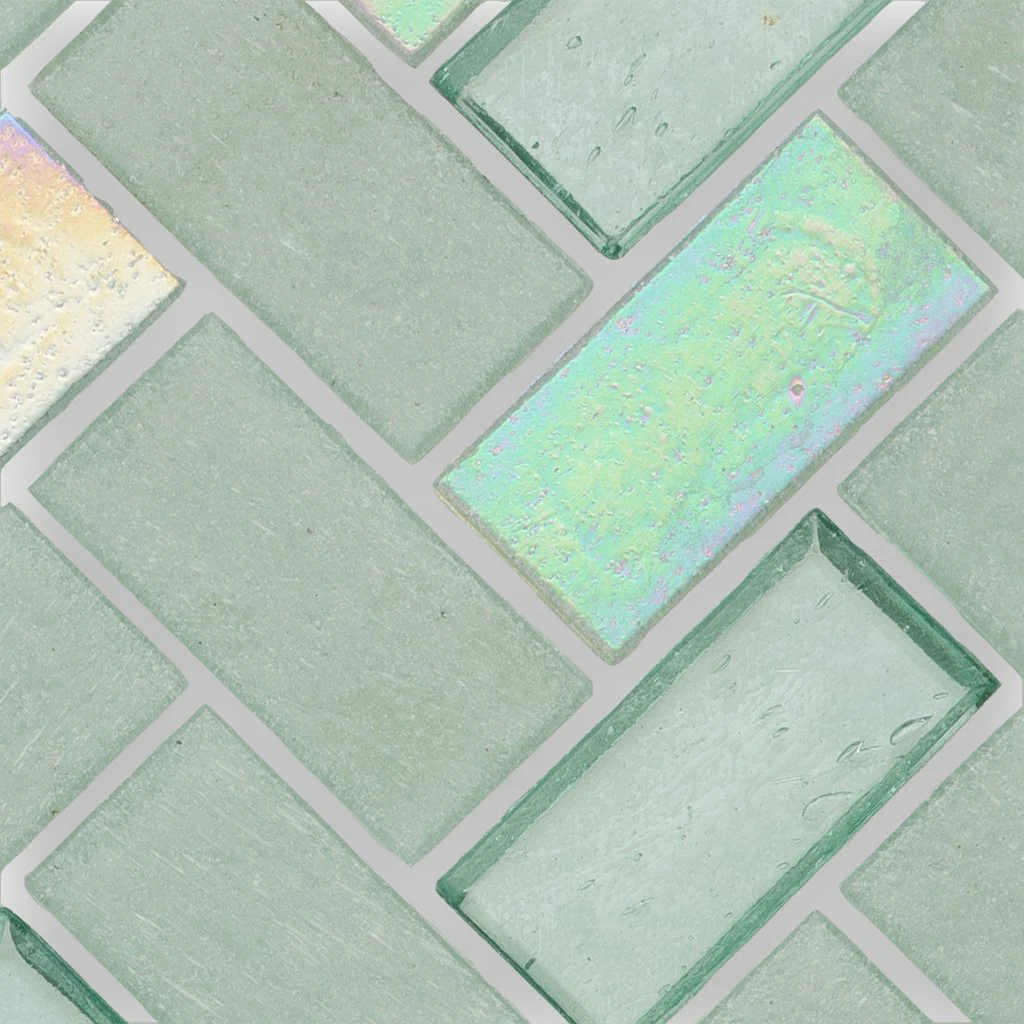 Seagrass, Herringbone - Glass Tile - Image 3