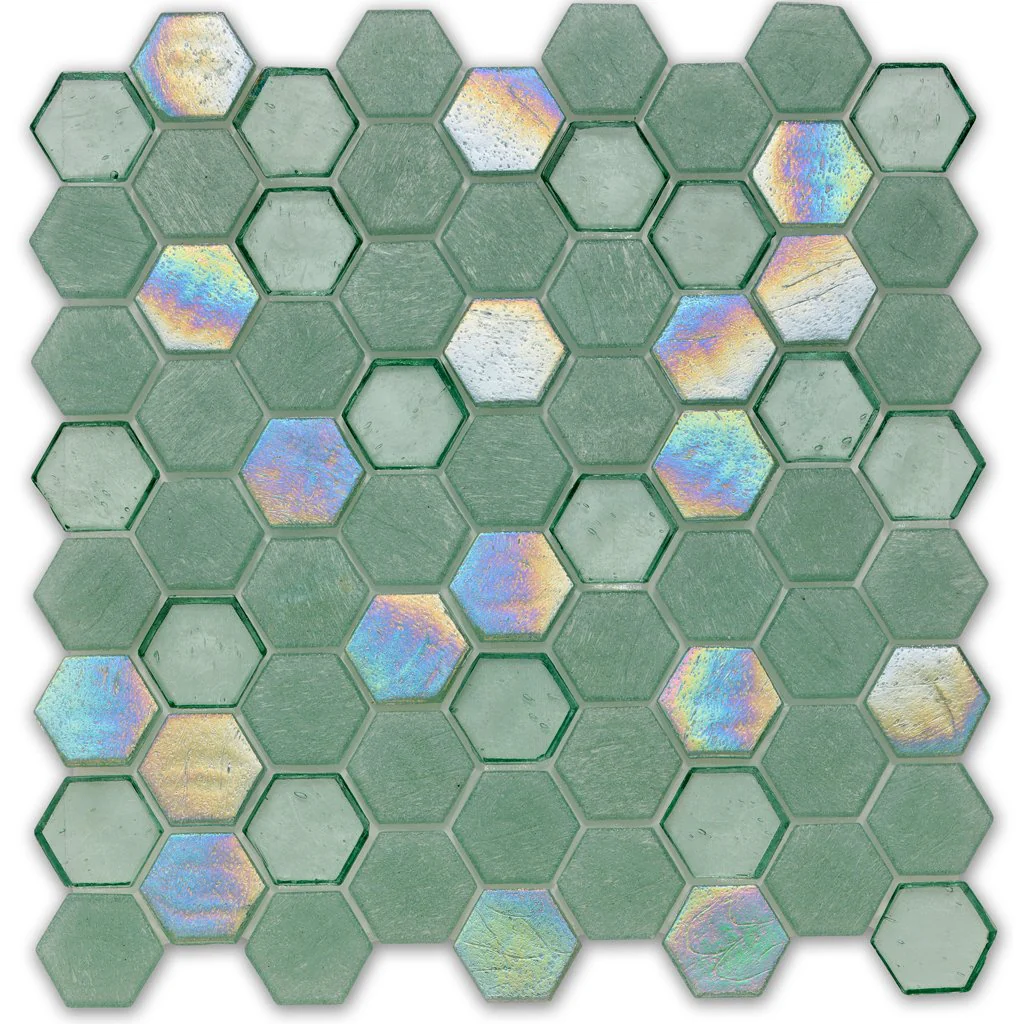 Seagrass, Hexagon Mosaic - Glass Tile