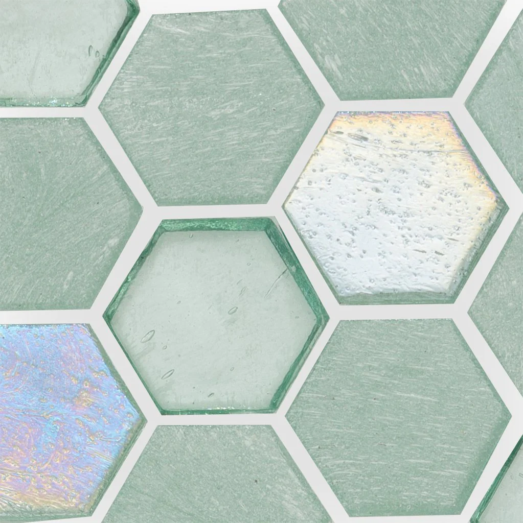 Seagrass, Hexagon Mosaic - Glass Tile - Image 3