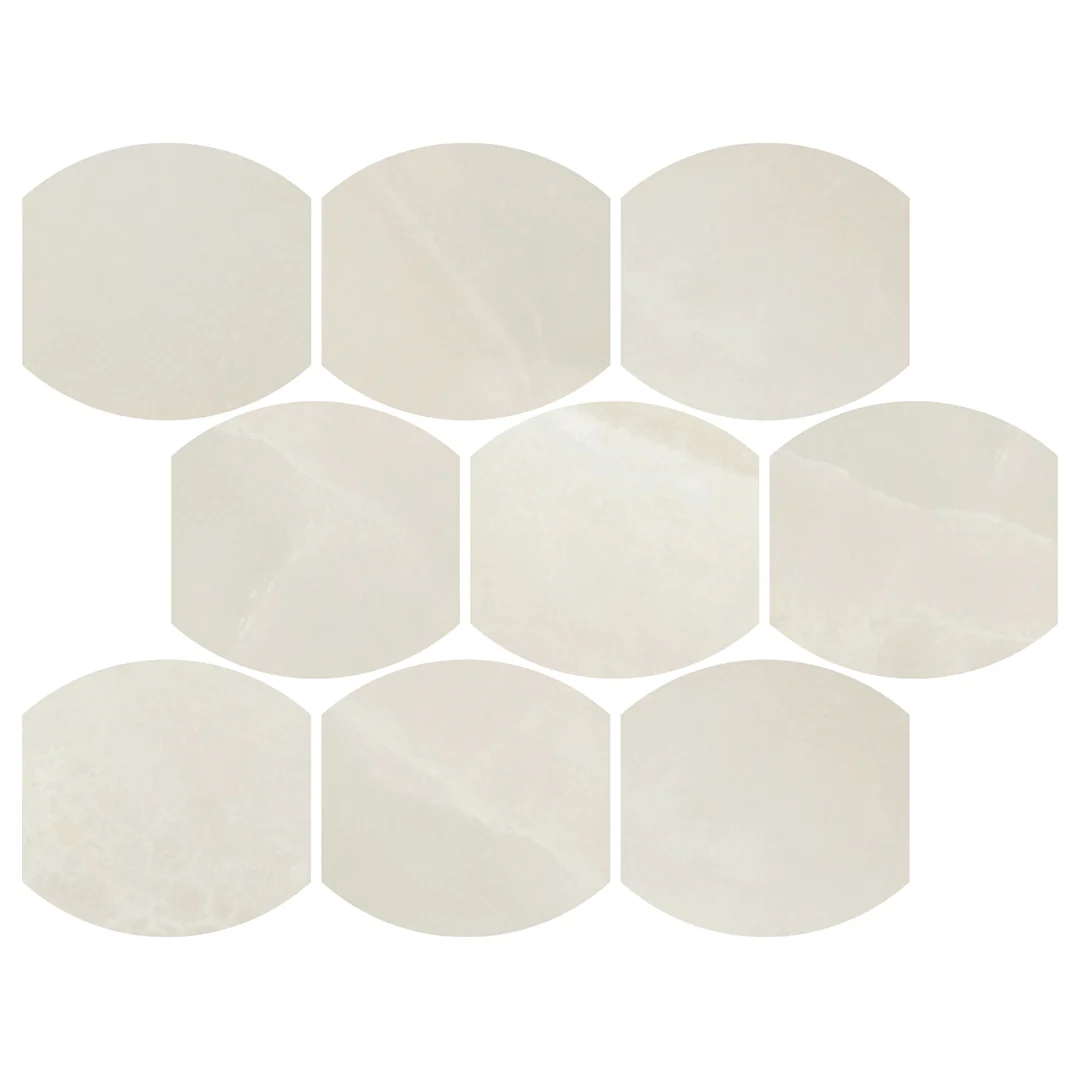 SeaMist White Lens Mosaic - Porcelain Tile