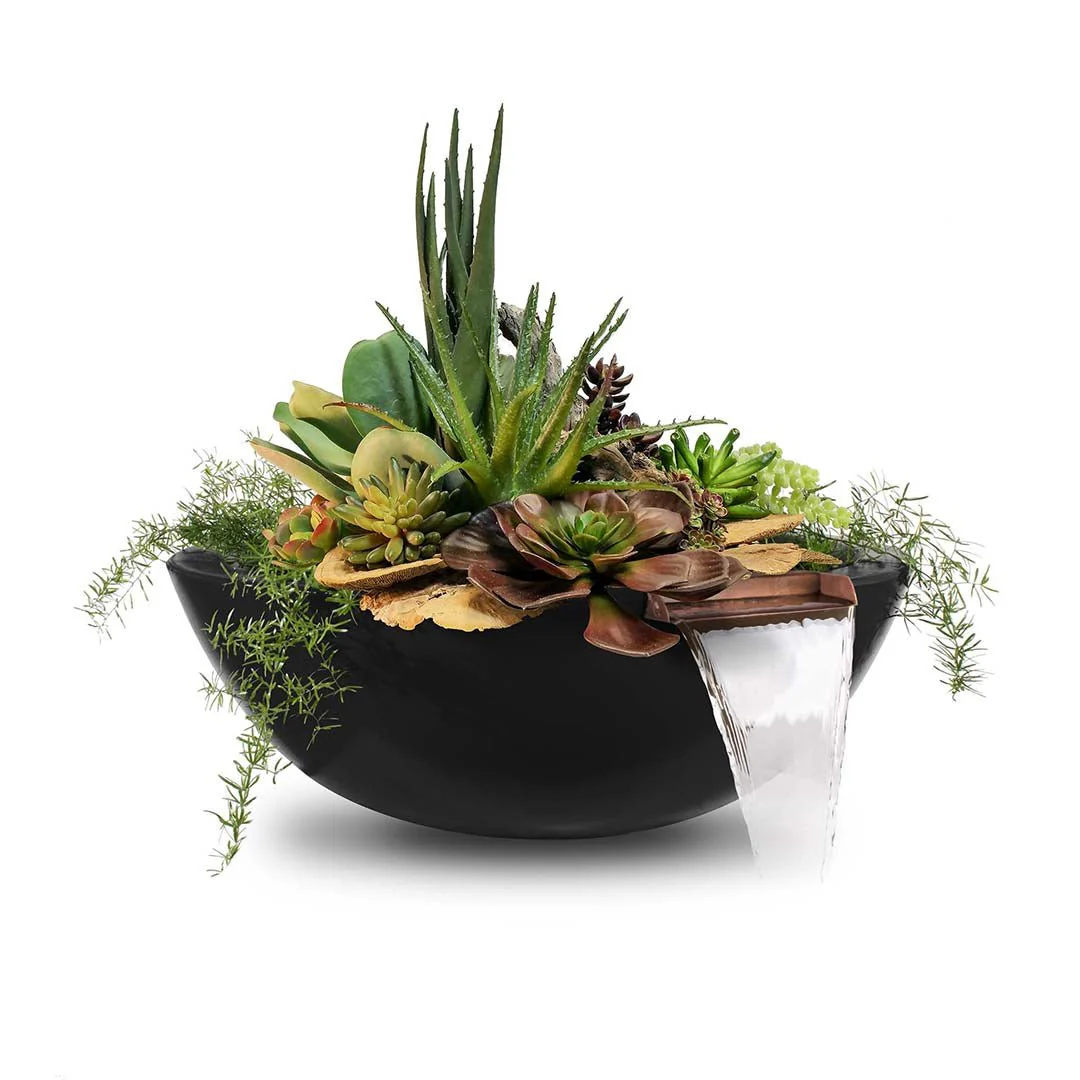 Sedona Round Planter & Water Bowl, GFRC Concrete - Water Feature - Image 3