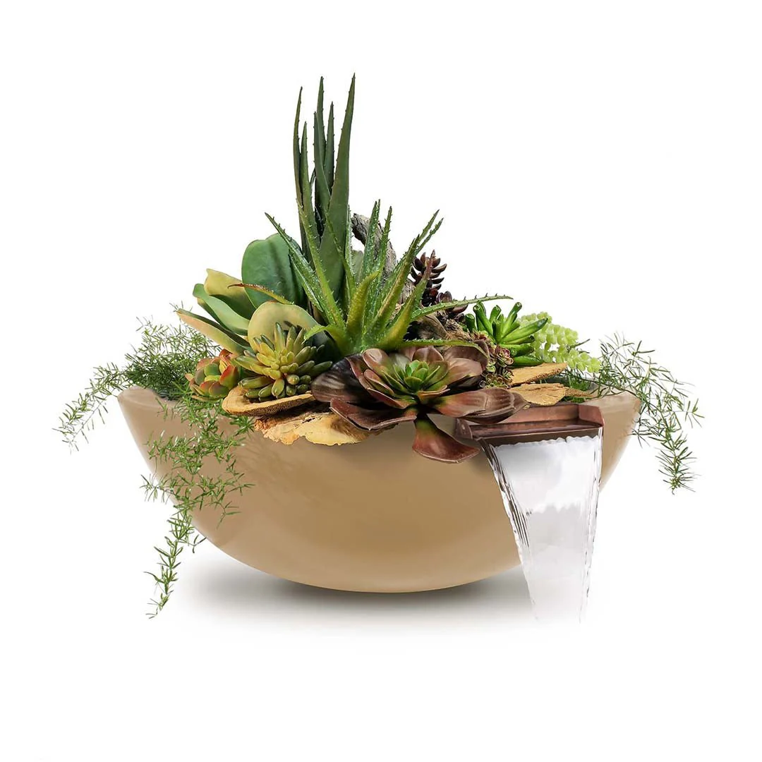 Sedona Round Planter & Water Bowl, GFRC Concrete - Water Feature - Image 4
