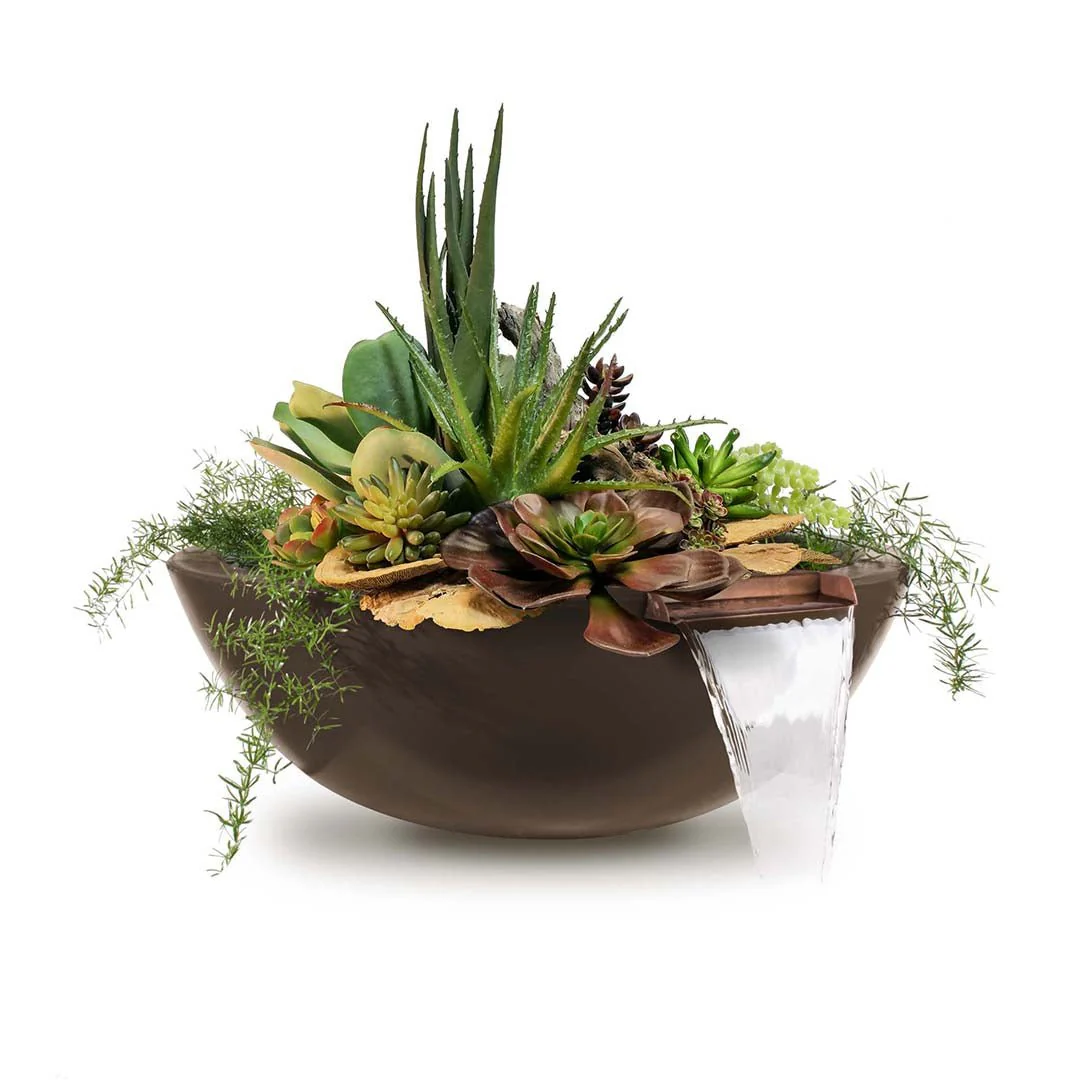 Sedona Round Planter & Water Bowl, GFRC Concrete - Water Feature - Image 6