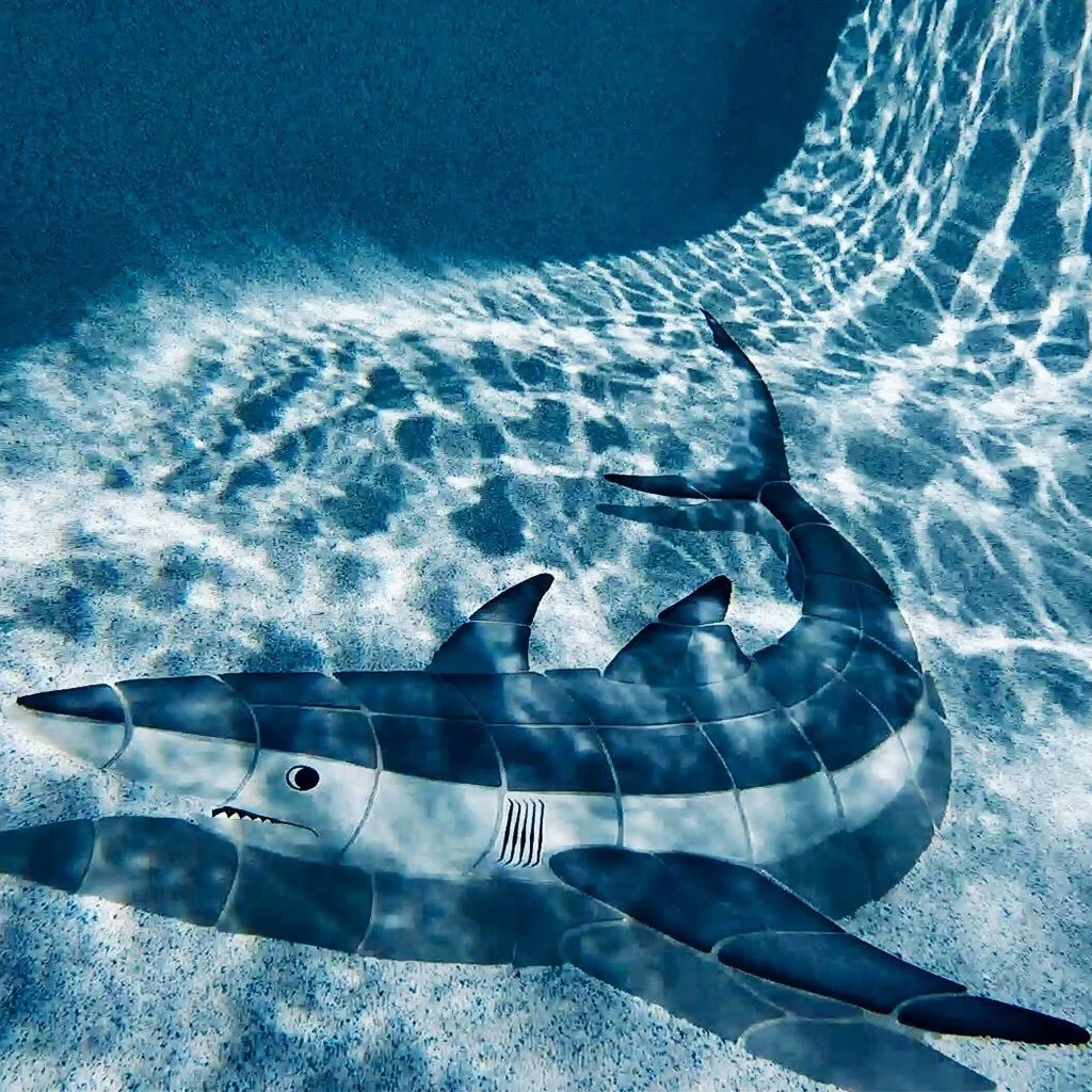Shark - Grey w/Shadow - Pool Mosaic - Image 3