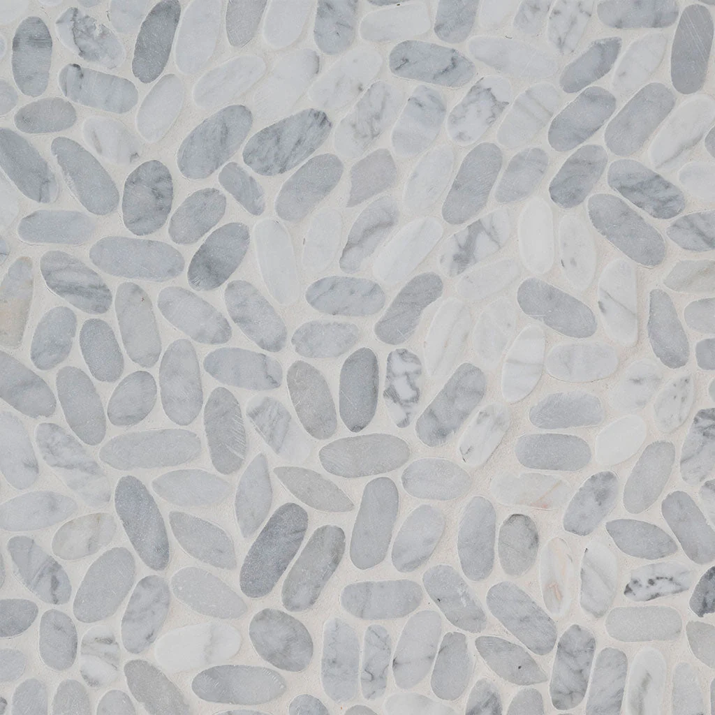 Sliced Carrara White - Pebble Tile - Image 4