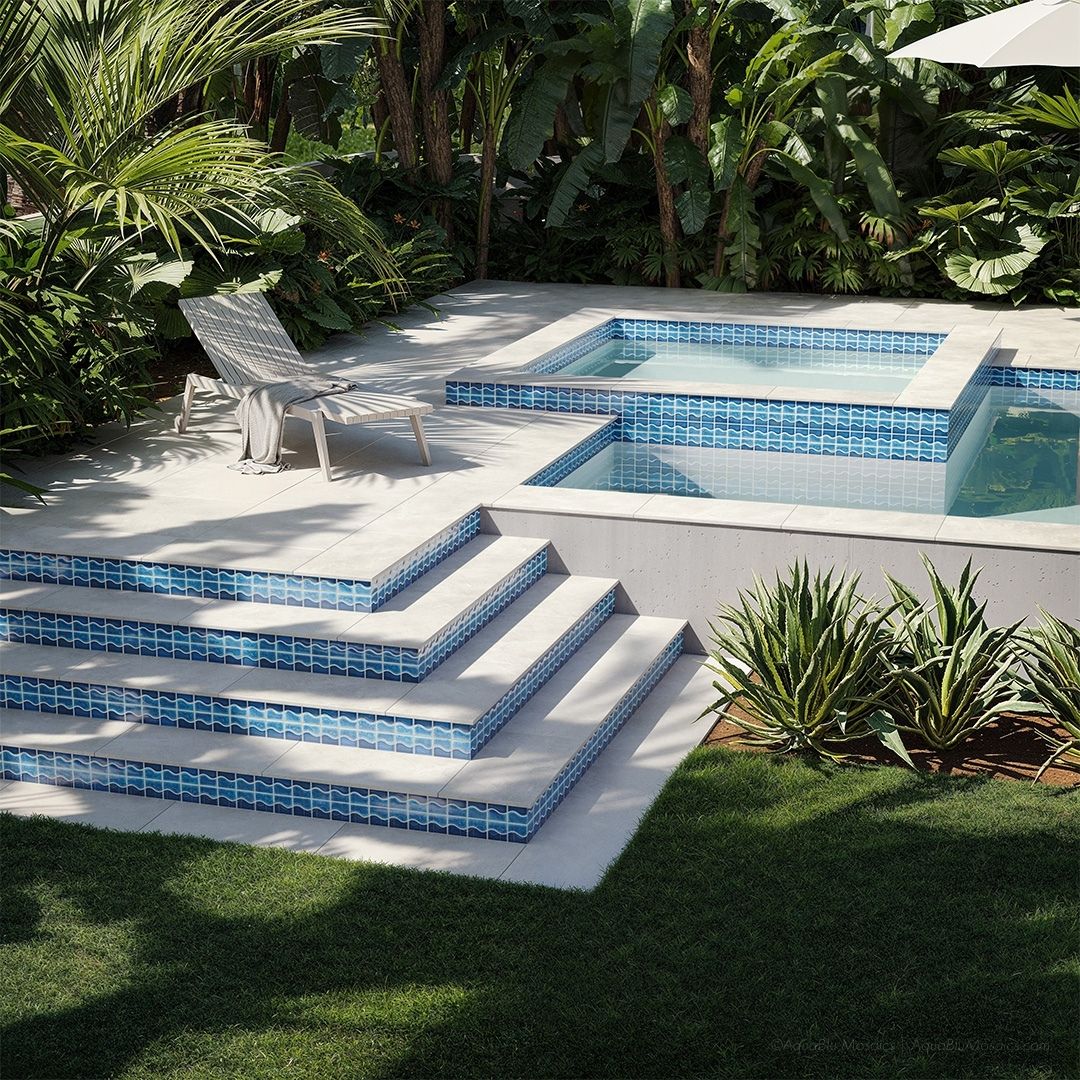 Smoke Blue, Mosaic - Porcelain Pool Tile - Image 5