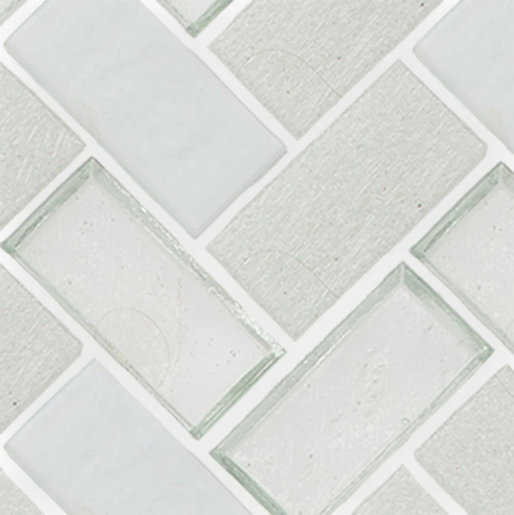 Snowfall, Herringbone - Glass Tile - Image 3