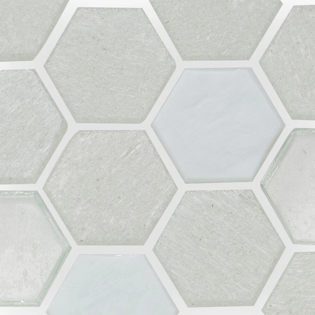 Snowfall, Hexagon Mosaic - Glass Tile - Image 3