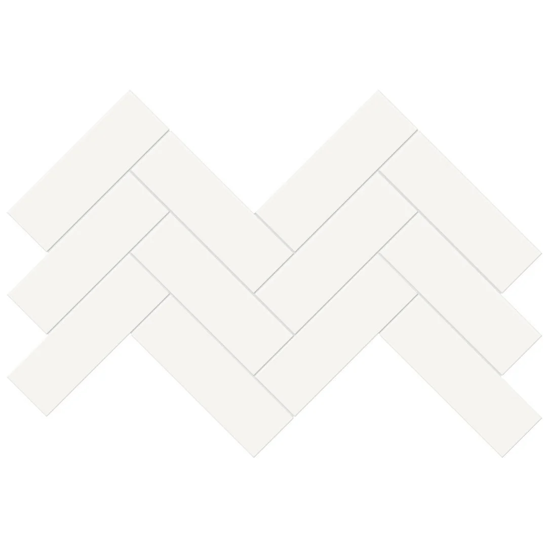Soho Canvas White Glossy, 2" x 6" Herringbone - Ceramic Tile