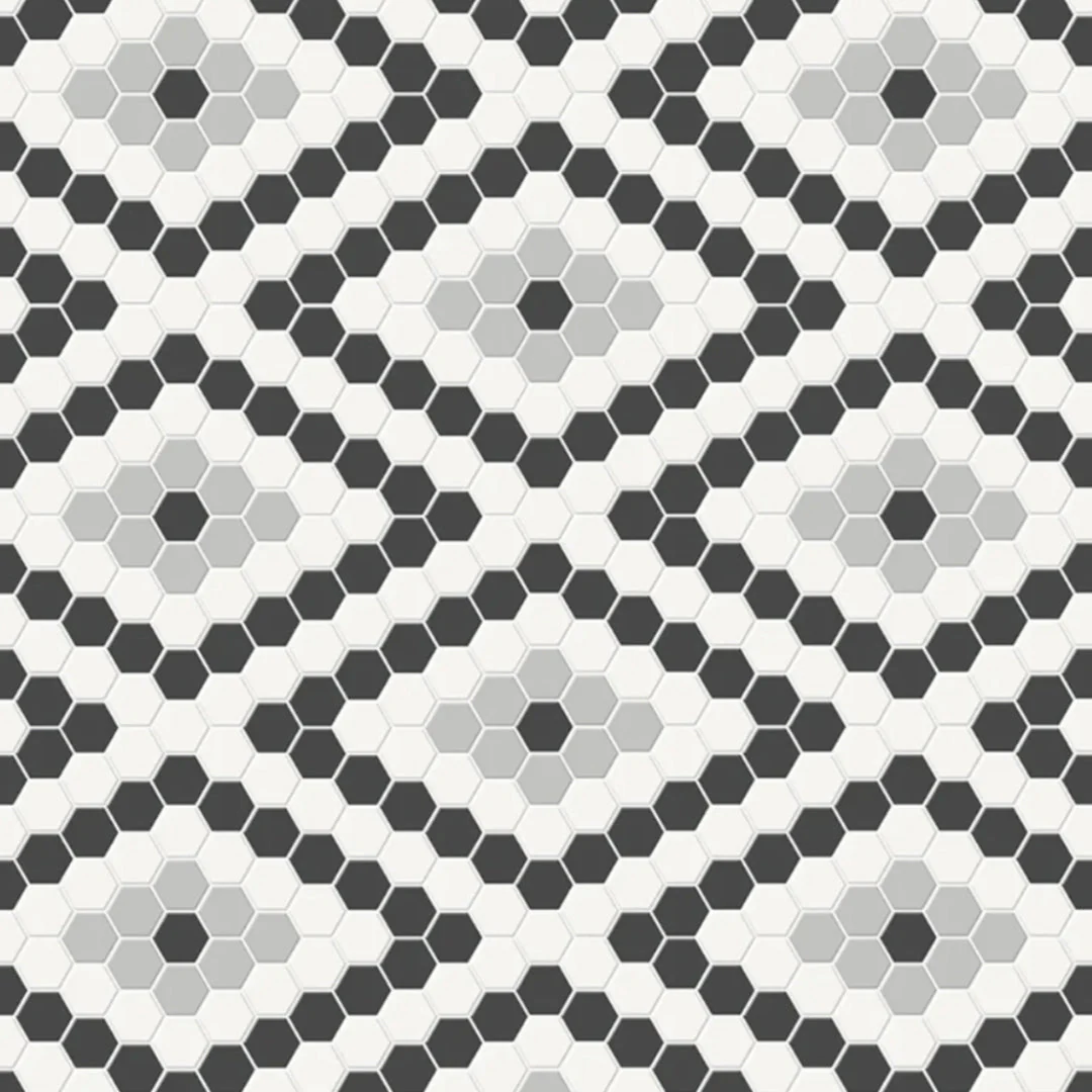 Soho Diamond Midnight Blend, Hexagon Mosaic - Ceramic Tile