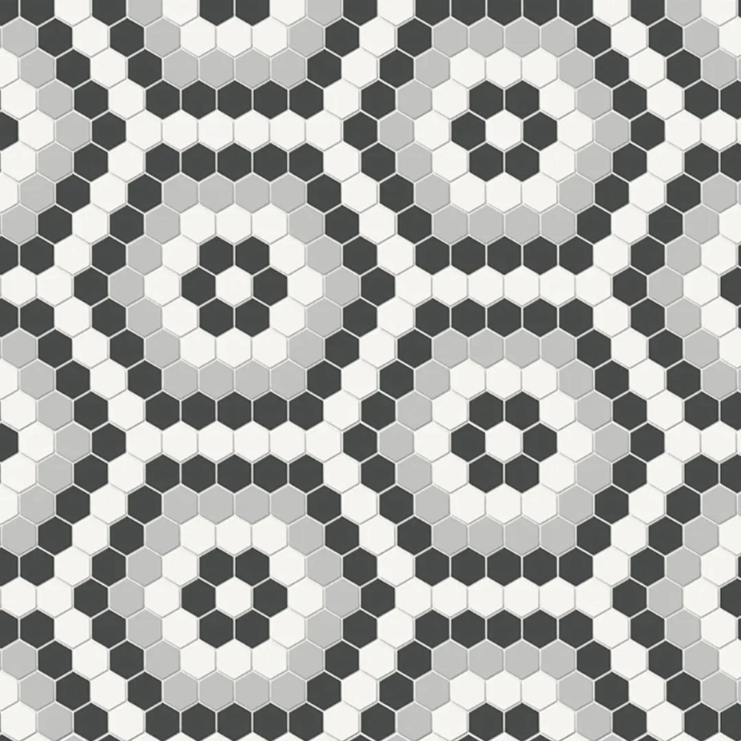 Soho Midnight Blend, Hexagon Mosaic - Ceramic Tile