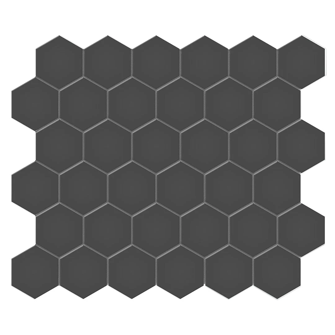 Soho Retro Black, 2" Hexagon - Ceramic Tile
