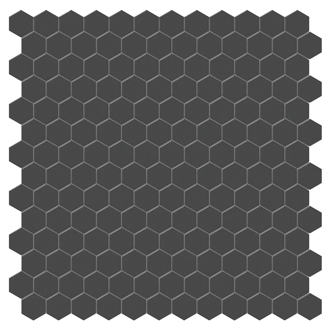 Soho Retro Black, 1" Hexagon - Ceramic Tile