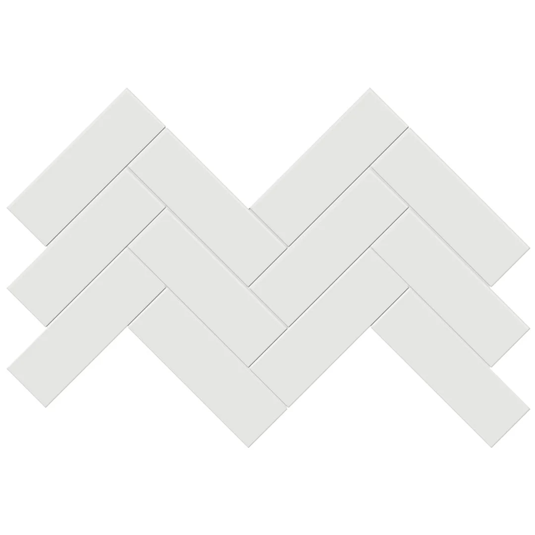 Soho Vintage Grey Glossy, 2" x 6" Herringbone - Ceramic Tile