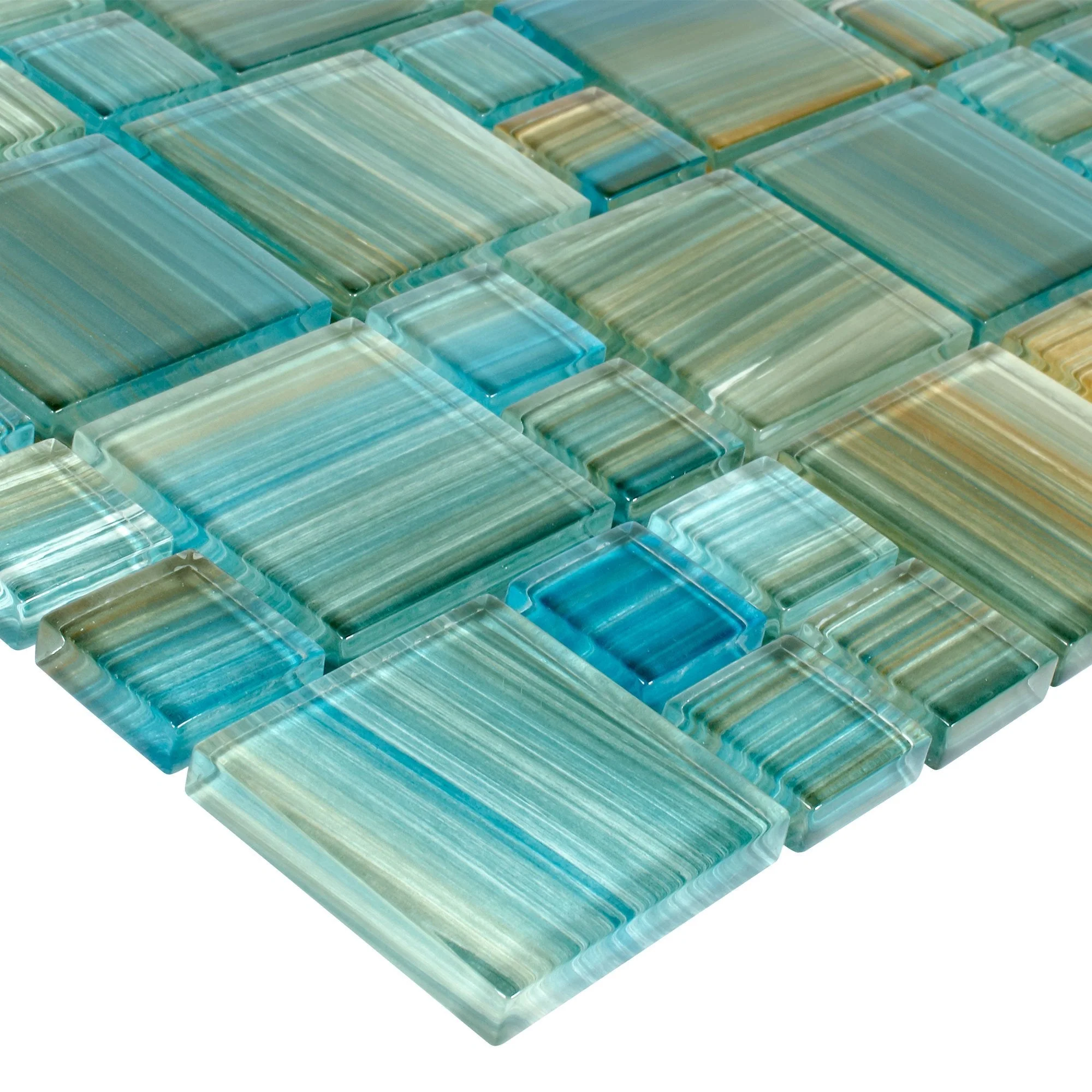 Neptune Blocks Emerald, Mixed - Glass Tile - Image 3