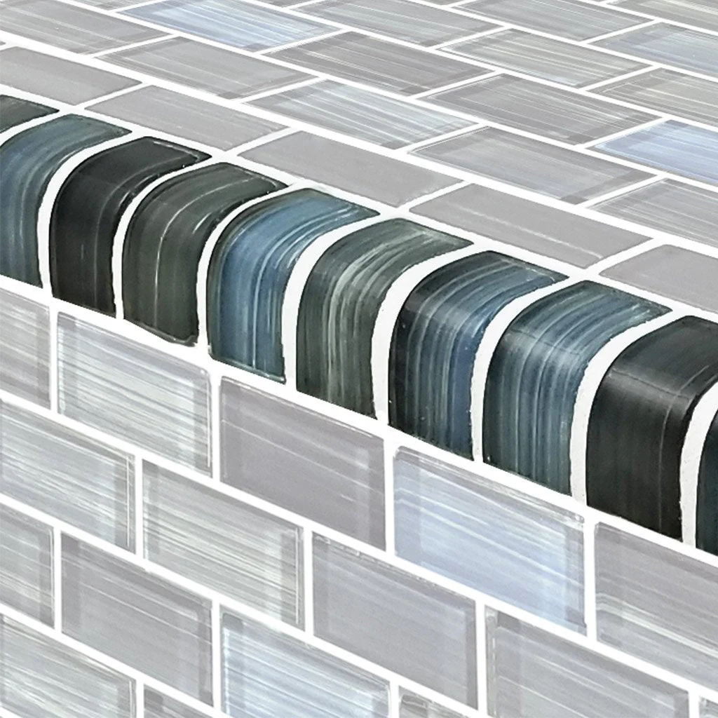 Steel Blue Gray, Trim 1" x 2" - Glass Tile