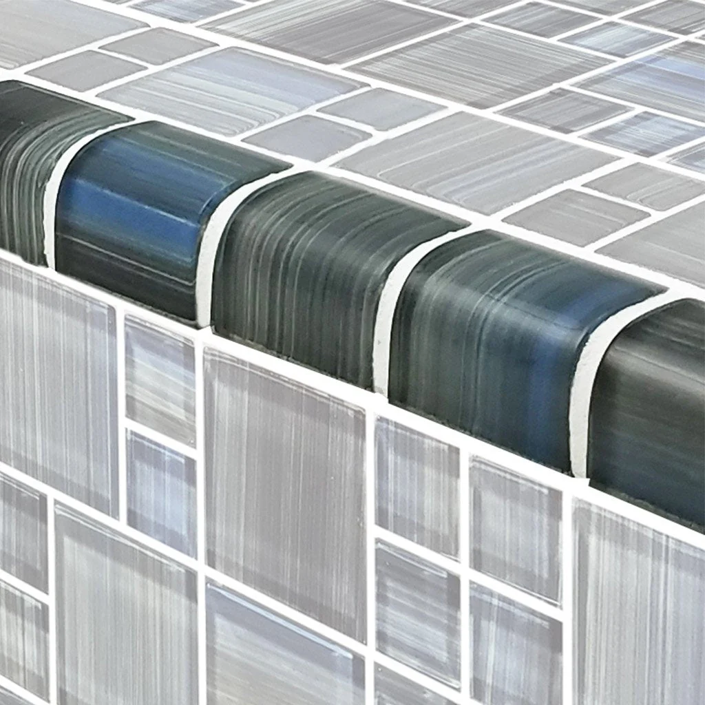 Steel Blue Gray, Trim 2" x 2" - Glass Tile