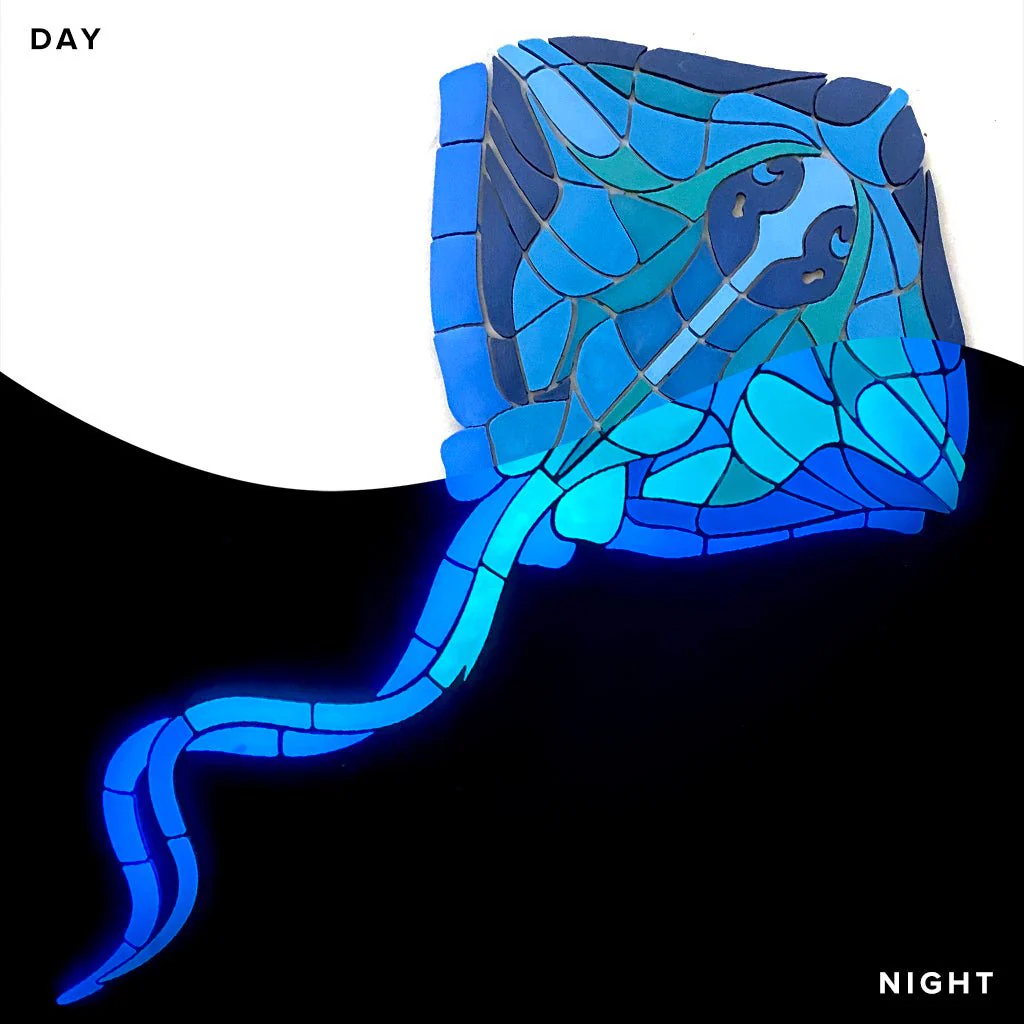 Stingray With Shadow - Glow in the Dark Pool Mosaic - Image 4