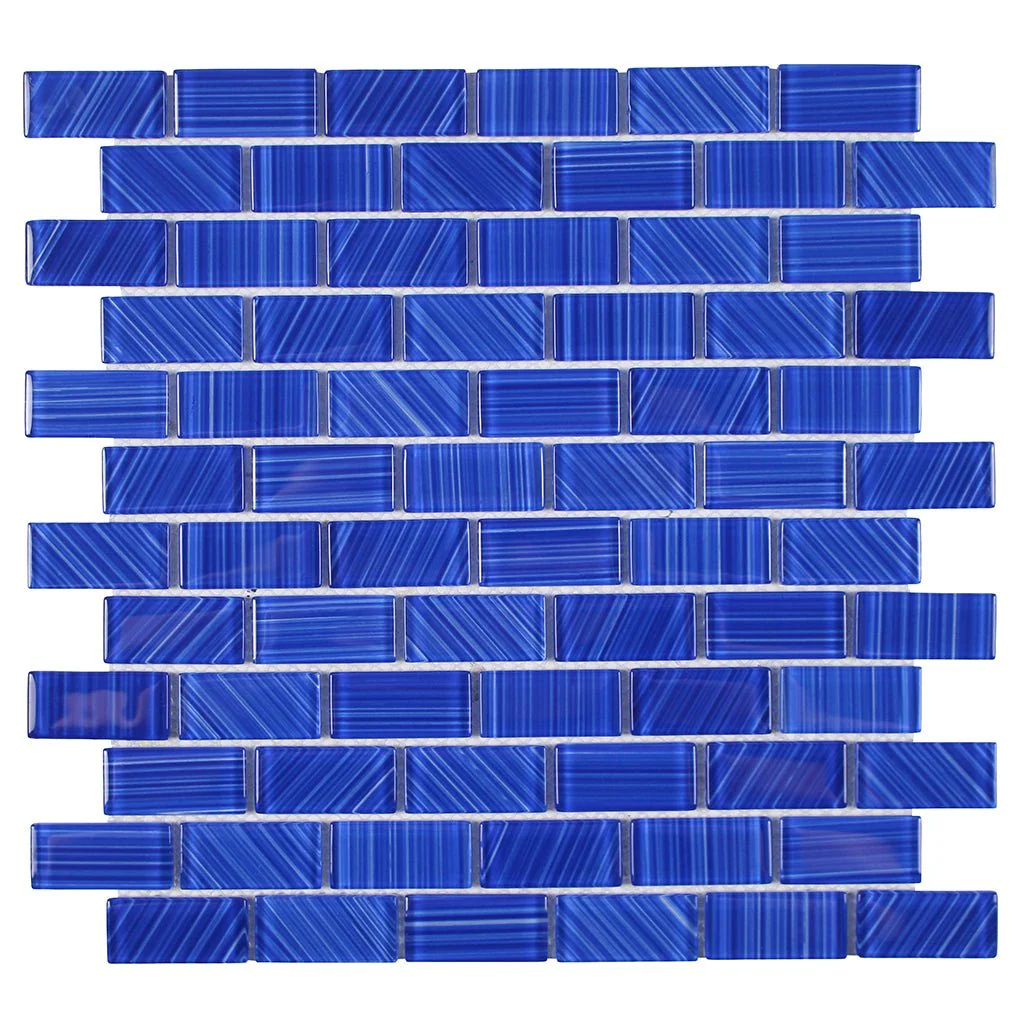 Striped Cobalt, 1" x 2" - Glass Tile