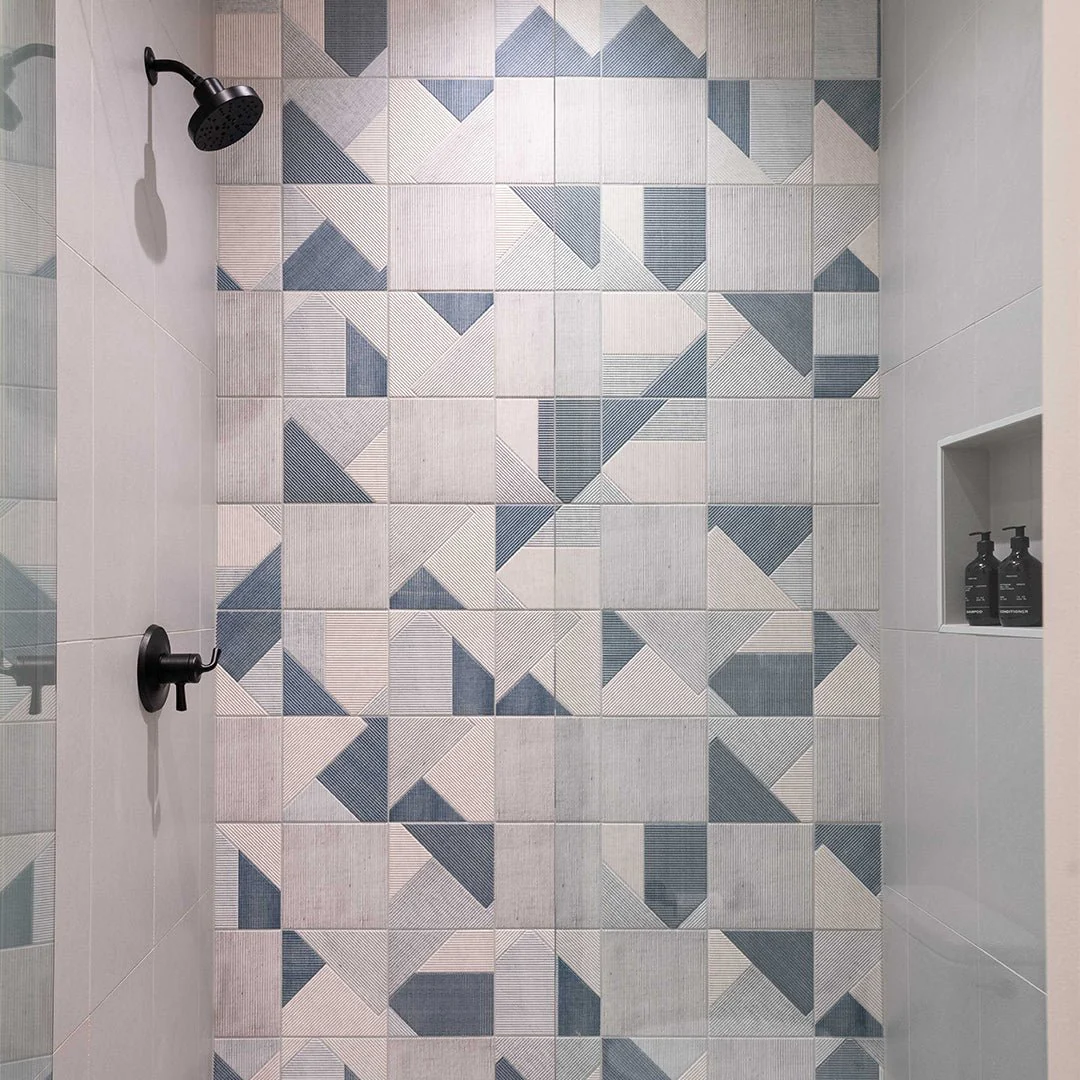 Stripes Mix Denim, 10" x 10" - Porcelain Tile - Image 3