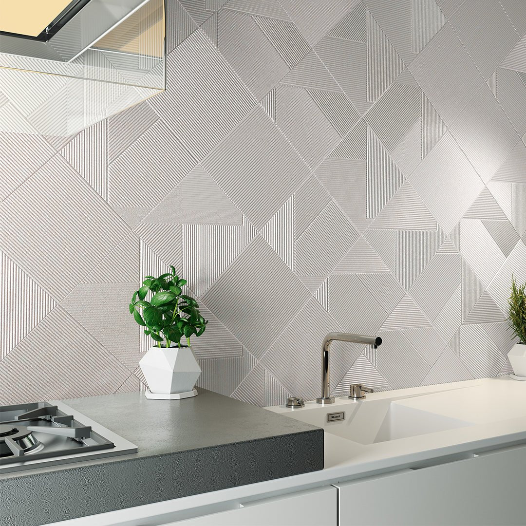 Stripes Mix Glacier, 10" x 10" - Porcelain Tile - Image 2